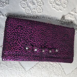 Betsey Johnson Clutch or Shoulder Bag Fuchsia / Pin Leopard Print